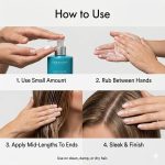 Step-by-step guide for using Ultimate Repair System Styling Cream: dispense, rub between hands, apply to hair mid-lengths to ends, and finish styling for a sleek look.