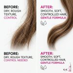 Side-by-side comparison of dry, rough hair labeled "Before" and smooth, soft hair labeled "After" using G&C Cream Developer 30 Volume’s gentle formula.
