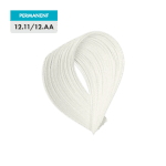 A permanent hair color sample, 12.11 / 12.AA - Extra Platinum Matt Blonde, is displayed in a light, very pale blonde shade on a transparent background.