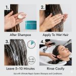 Step-by-step hair treatment: After shampooing, apply Ultimate Repair System Mask to wet hair, leave for 5-10 minutes, then rinse with cool water while at a salon sink.