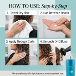 Four-step instructions for using Ultimate Repair System Curl Cream: towel-dry hair, rub cream between hands, apply through curls, then scrunch or diffuse hair. Product bottle shown in bottom right.