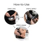 Three-step instructions for ArmorPlex Restructuring Treatment: mix the product, apply to hair with a brush, then rinse at the salon sink. Bottles labeled “ArmorPlex2” are featured.