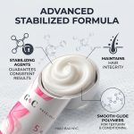 A tube of G&C Cream Developer 5 Volume with cream at the opening, featuring stabilizing agents, smooth-glide polymers, and ingredients that help maintain hair integrity.