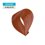 A sample of 6.46 / 6.CR - Dark Copper Red Blonde permanent hair color is displayed as a loop of reddish-brown hair against a plain background.