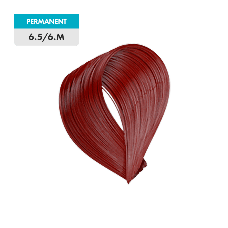 A swatch of permanent hair dye in shade 6.5 / 6.M, Dark Natural Blonde Mahogany.