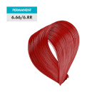 A swatch of the "6.66 / 6.RR - Intense Red Dark Blonde" permanent hair dye is displayed against a blank background.
