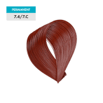 A swatch of permanent hair color in the shade 7.4 / 7.C - Medium Natural Copper Blonde.