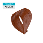 A swatch of 7.64 / 7.RC - Red Copper Medium Blonde permanent hair color, displaying a rich reddish brown tone.