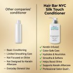 Compare a standard conditioner bottle to the Silk Touch System Conditioner, which is keratin-infused for smoothing, nourishing care and delivers salon-quality results.
