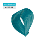 A swatch of demi-permanent teal-blue hair color, “Artic Ice,” shown on a plain background.