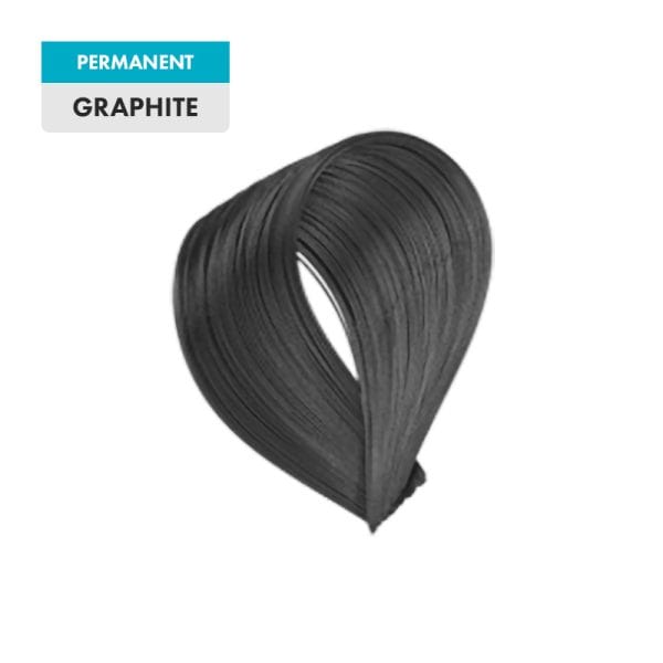 A black, curved brushstroke appears on a teal background. "Graphite" is displayed in bold text at the top left corner.