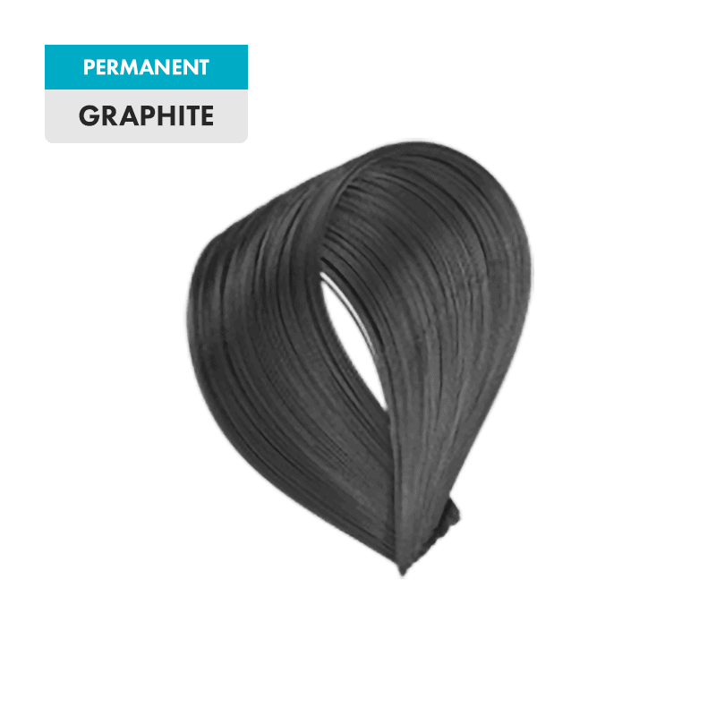 A black, curved brushstroke appears on a teal background. "Graphite" is displayed in bold text at the top left corner.