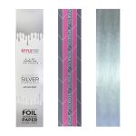 A box labeled "Pop Up Hybrid Foil 4 x 20 (100CT)" is shown, with two displayed sheets: one silver and one featuring a geometric striped pattern.