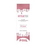 Rectangular box labeled "Pop Up Foil 5 x 16 XL - Heavy Emboss (200CT) - Pretty in Pink" with a pink pop-up foil design on top and bottom.