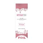 Rectangular box labeled "Pop Up Foil 5 x 16 XL - Heavy Emboss (200CT) - Pretty in Pink" with a pink pop-up foil design on top and bottom.