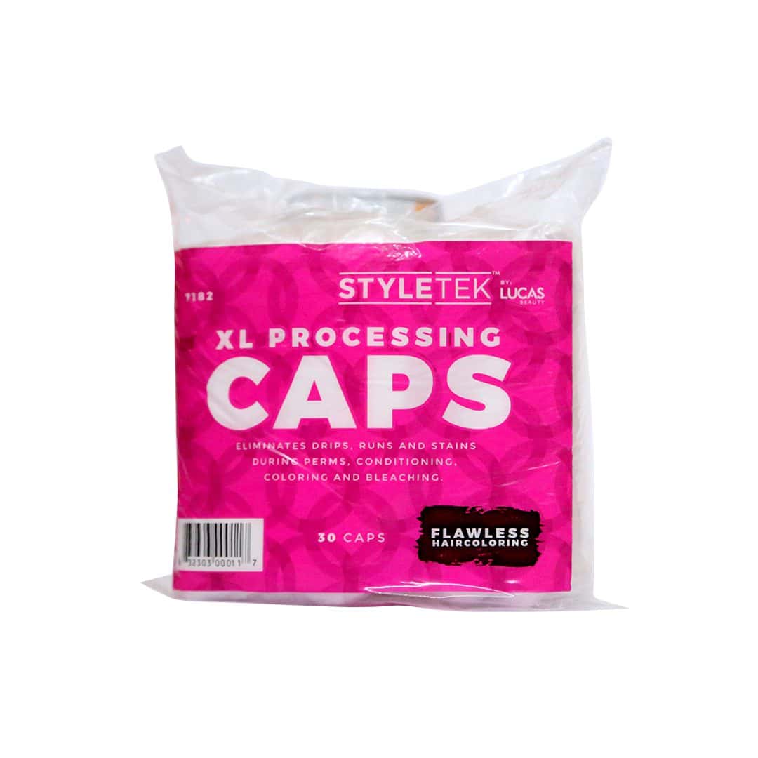 A pack of Processing Caps (100ct), ideal for hair treatments including coloring, conditioning, and perms.