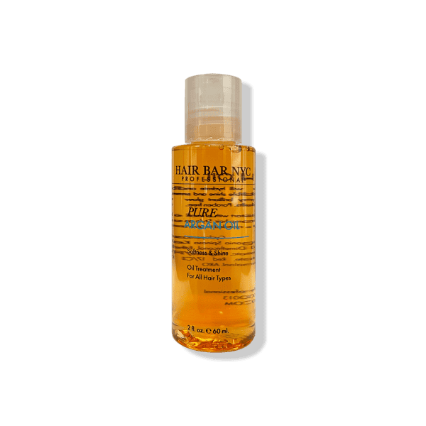 A 2 fl oz bottle of Pure Argan Oil Treatment for all hair types, displayed against a plain background.