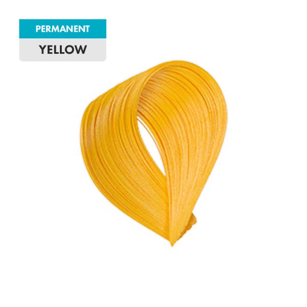 A swatch of yellow paint in a brushstroke loop shape is labeled "Yellow" on a white and blue tag.