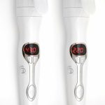 Two white 3IN1 Bold Curling Iron Set devices display digital temperatures—one at 430, the other at 220—with control buttons under the screens for plus, minus, and power functions.