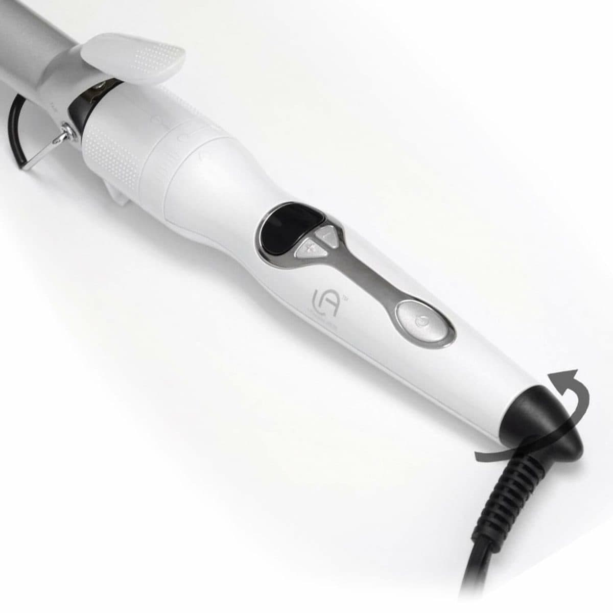 The 3IN1 Bold Curling Iron Set in white and silver features control buttons and a rotating cord, displayed on a white background.