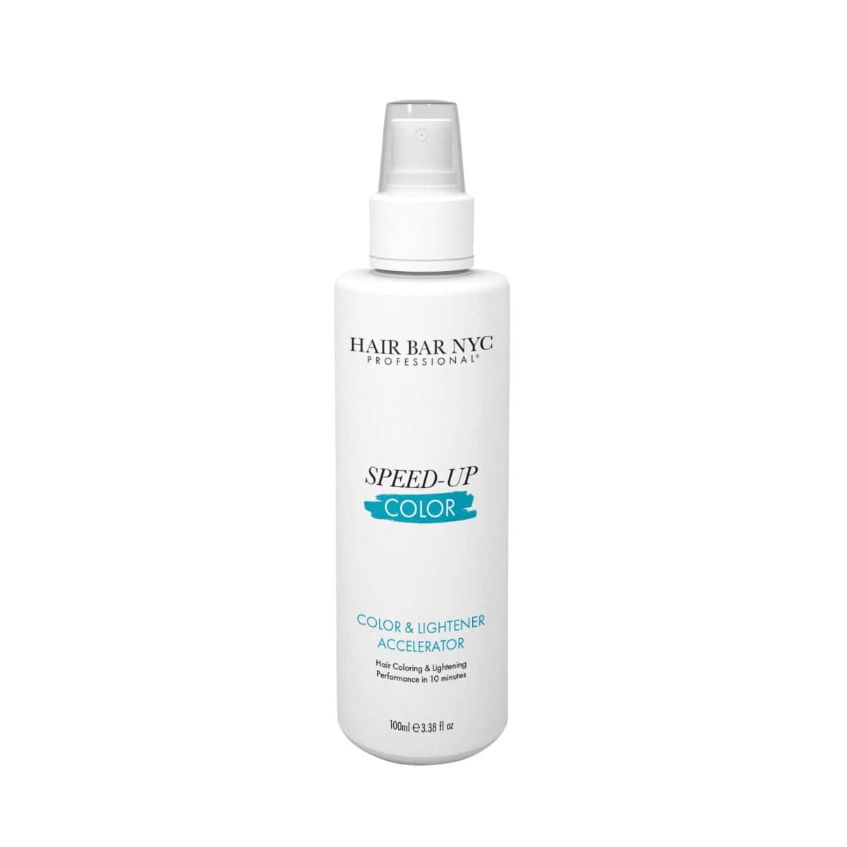 A white 100ml bottle labeled "Speed-Up Color & Lightener Accelerator" featuring a spray nozzle.