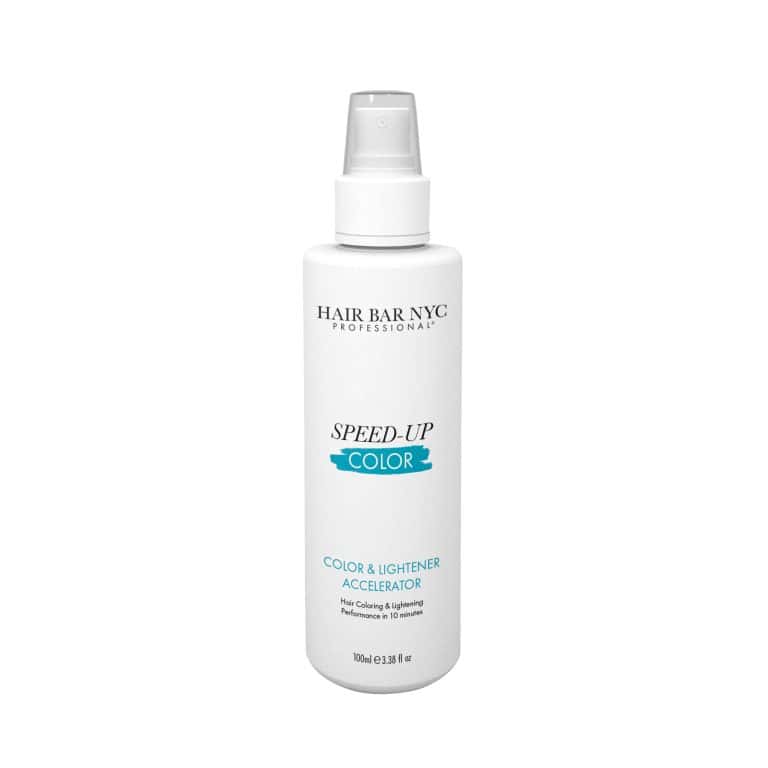 A white 100ml bottle labeled "Speed-Up Color & Lightener Accelerator" featuring a spray nozzle.