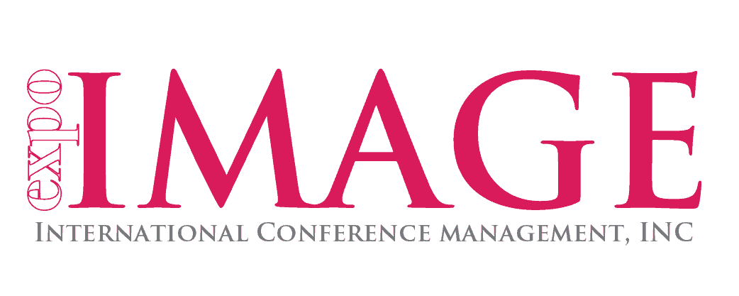 Logo for Expo Image International Conference Management, Inc., featuring the company name in large pink and black text on a transparent background—perfect for brands promoting Salon-Quality Hair Products or beauty industry services.