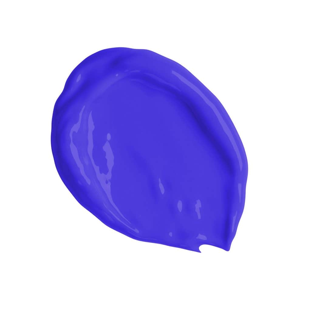 A smear of vibrant blue Blond Plex Platinum System Shampoo on a white background.